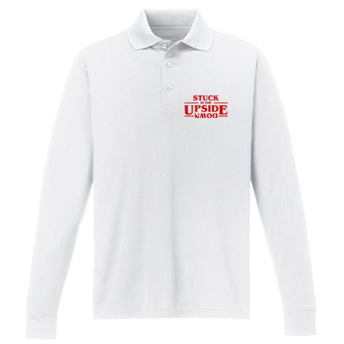 Stuck In Upside Down Performance Long Sleeve Polo