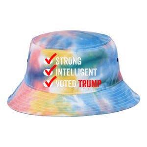 Strong Intelligent Voted Trump Women For Trump Girl Maga Checklist Tie Dye Newport Bucket Hat