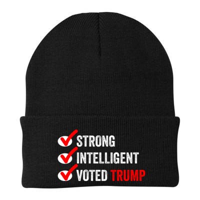 Strong Intelligent Voted Trump Women For Trump Girl Maga Checklist Beanie
