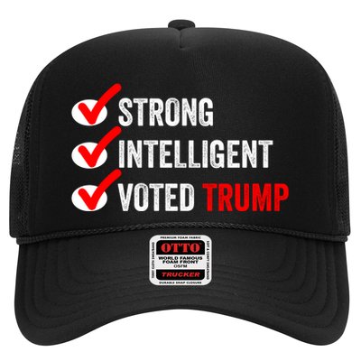 Strong Intelligent Voted Trump Women For Trump Girl Maga Checklist Trucker Hat