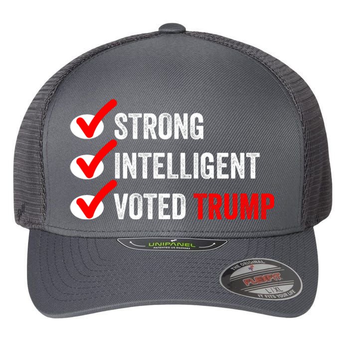 Strong Intelligent Voted Trump Women For Trump Girl Maga Checklist Flexfit Unipanel Trucker Cap