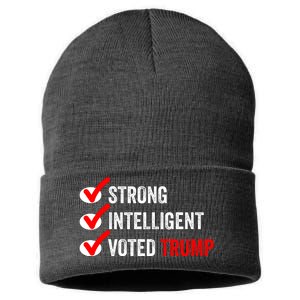 Strong Intelligent Voted Trump Women For Trump Girl Maga Checklist Sustainable Knit Beanie