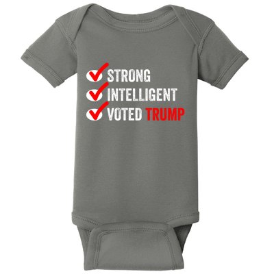 Strong Intelligent Voted Trump Women For Trump Girl Maga Checklist Baby Bodysuit