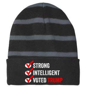 Strong Intelligent Voted Trump Women For Trump Girl Maga Checklist Striped Beanie with Solid Band