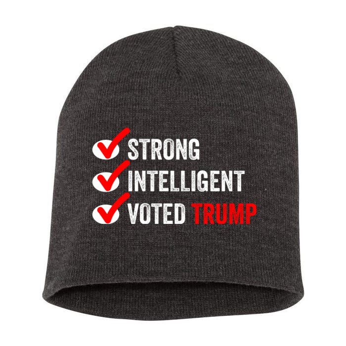 Strong Intelligent Voted Trump Women For Trump Girl Maga Checklist Short Acrylic Beanie