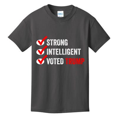 Strong Intelligent Voted Trump Women For Trump Girl Maga Checklist Kids T-Shirt
