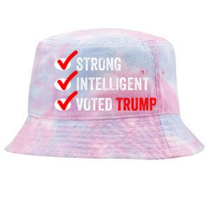 Strong Intelligent Voted Trump Women For Trump Girl Maga Checklist Tie-Dyed Bucket Hat