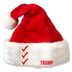 Strong Intelligent Voted Trump Women For Trump Girl Maga Checklist Premium Christmas Santa Hat