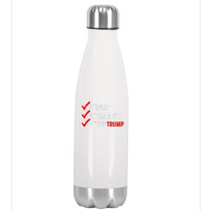 Strong Intelligent Voted Trump Women For Trump Girl Maga Checklist Stainless Steel Insulated Water Bottle