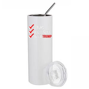 Strong Intelligent Voted Trump Women For Trump Girl Maga Checklist Stainless Steel Tumbler