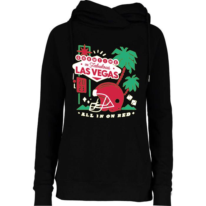 Showtime In Vegas All In On Red Womens Funnel Neck Pullover Hood