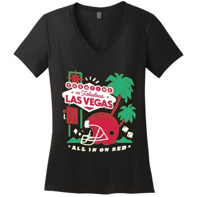 Showtime In Vegas All In On Red Women's V-Neck T-Shirt
