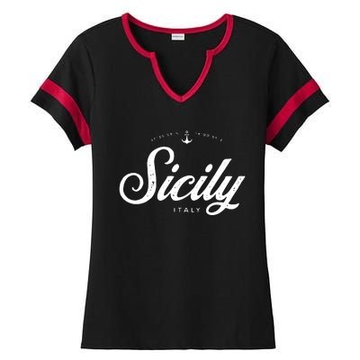 Sicily Italy Vintage Retro Ladies Halftime Notch Neck Tee