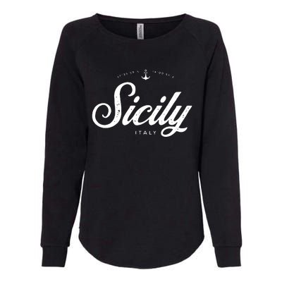 Sicily Italy Vintage Retro Womens California Wash Sweatshirt