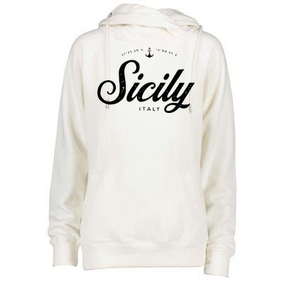 Sicily Italy Vintage Retro Womens Funnel Neck Pullover Hood