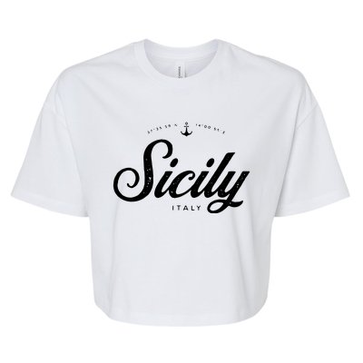 Sicily Italy Vintage Retro Bella+Canvas Jersey Crop Tee