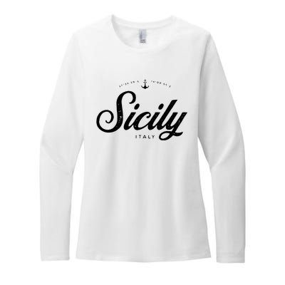 Sicily Italy Vintage Retro Womens CVC Long Sleeve Shirt