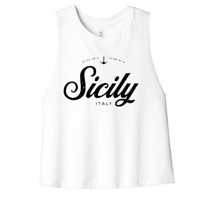 Sicily Italy Vintage Retro Women's Racerback Cropped Tank