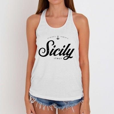 Sicily Italy Vintage Retro Women's Knotted Racerback Tank