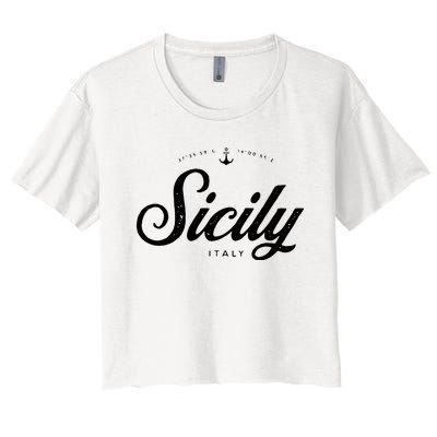 Sicily Italy Vintage Retro Women's Crop Top Tee