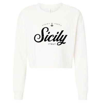 Sicily Italy Vintage Retro Cropped Pullover Crew