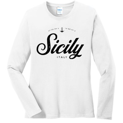 Sicily Italy Vintage Retro Ladies Long Sleeve Shirt