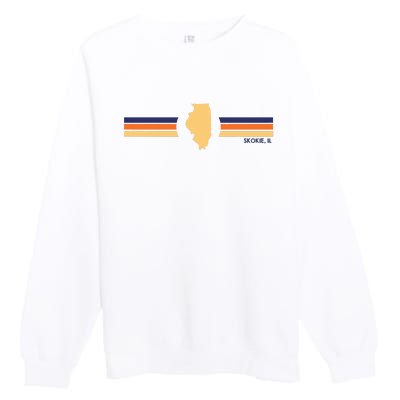 Skokie Illinois Vintage Line Il Souvenirs Premium Crewneck Sweatshirt