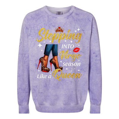 Stepping Into Virgo Season Like A Queen Heels Zodiac Colorblast Crewneck Sweatshirt