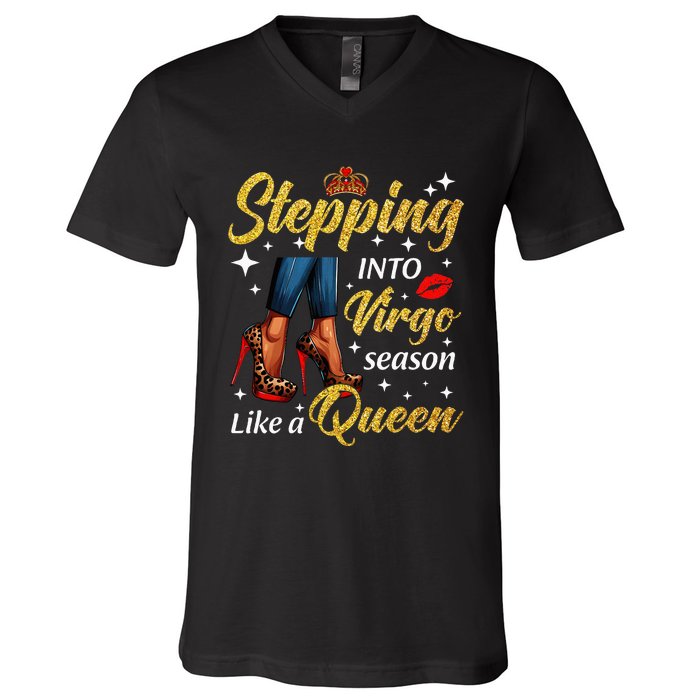 Stepping Into Virgo Season Like A Queen Heels Zodiac V-Neck T-Shirt