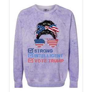 Strong Intelligent Women For Trump Girl Maga Checklist Colorblast Crewneck Sweatshirt