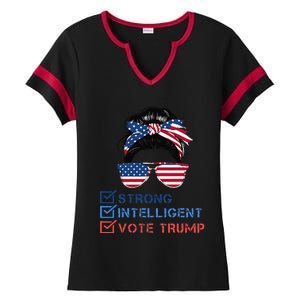 Strong Intelligent Women For Trump Girl Maga Checklist Ladies Halftime Notch Neck Tee