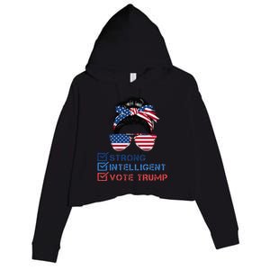 Strong Intelligent Women For Trump Girl Maga Checklist Crop Fleece Hoodie