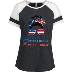 Strong Intelligent Women For Trump Girl Maga Checklist Enza Ladies Jersey Colorblock Tee