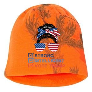 Strong Intelligent Women For Trump Girl Maga Checklist Kati - Camo Knit Beanie