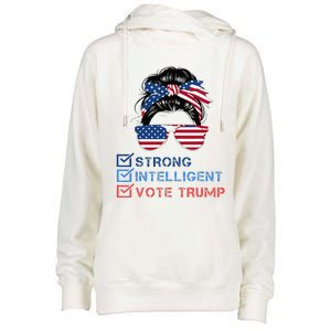 Strong Intelligent Women For Trump Girl Maga Checklist Womens Funnel Neck Pullover Hood