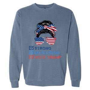 Strong Intelligent Women For Trump Girl Maga Checklist Garment-Dyed Sweatshirt