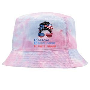 Strong Intelligent Women For Trump Girl Maga Checklist Tie-Dyed Bucket Hat