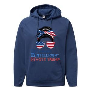 Strong Intelligent Women For Trump Girl Maga Checklist Performance Fleece Hoodie