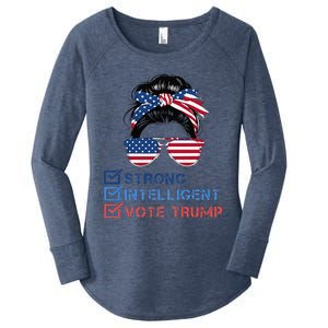 Strong Intelligent Women For Trump Girl Maga Checklist Women's Perfect Tri Tunic Long Sleeve Shirt