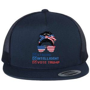 Strong Intelligent Women For Trump Girl Maga Checklist Flat Bill Trucker Hat