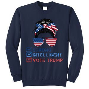 Strong Intelligent Women For Trump Girl Maga Checklist Tall Sweatshirt