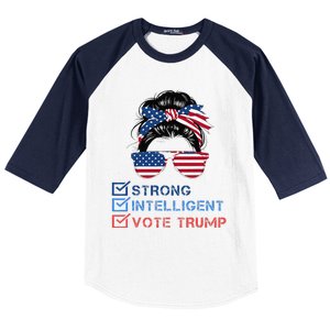 Strong Intelligent Women For Trump Girl Maga Checklist Baseball Sleeve Shirt