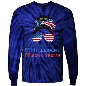 Strong Intelligent Women For Trump Girl Maga Checklist Tie-Dye Long Sleeve Shirt