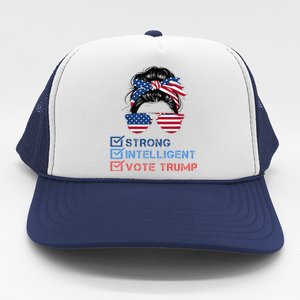 Strong Intelligent Women For Trump Girl Maga Checklist Trucker Hat