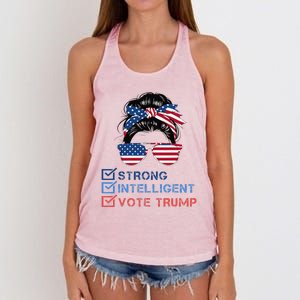 Strong Intelligent Women For Trump Girl Maga Checklist Women's Knotted Racerback Tank