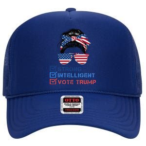 Strong Intelligent Women For Trump Girl Maga Checklist High Crown Mesh Back Trucker Hat