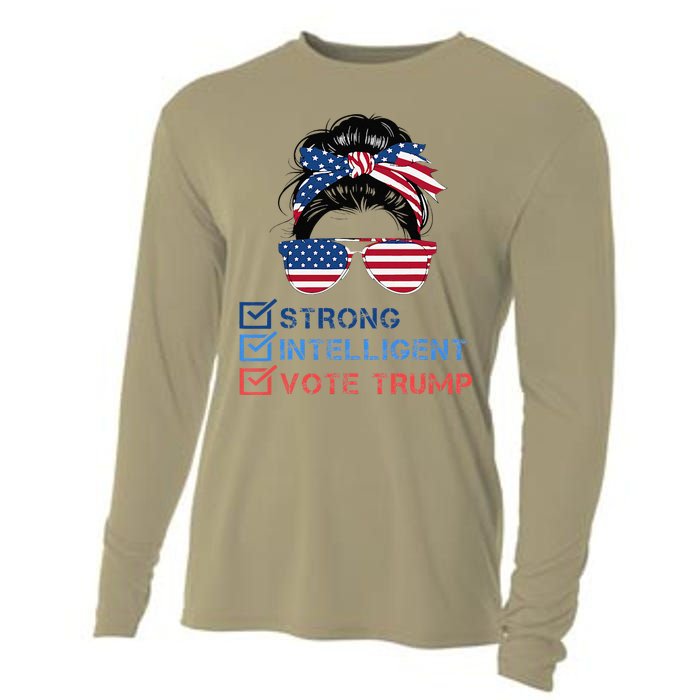 Strong Intelligent Women For Trump Girl Maga Checklist Cooling Performance Long Sleeve Crew