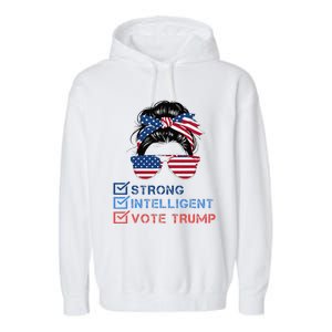 Strong Intelligent Women For Trump Girl Maga Checklist Garment-Dyed Fleece Hoodie