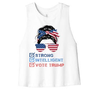 Strong Intelligent Women For Trump Girl Maga Checklist Women's Racerback Cropped Tank