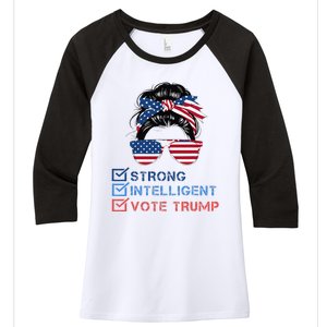 Strong Intelligent Women For Trump Girl Maga Checklist Women's Tri-Blend 3/4-Sleeve Raglan Shirt